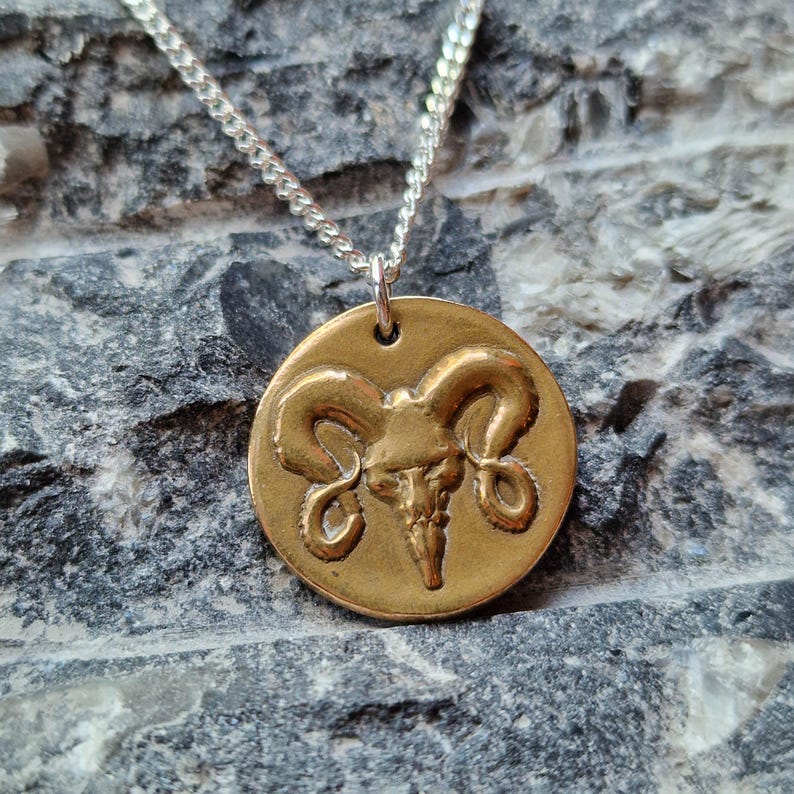 The Votive Ram Pendant – Solid Bronze, Sterling Silver Or Copper Gothic Tattoo Skull Necklace