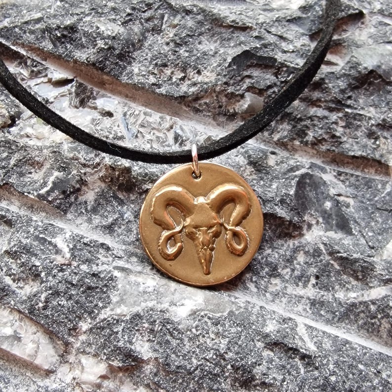 The Votive Ram Pendant – Solid Bronze, Sterling Silver Or Copper Gothic Tattoo Skull Necklace