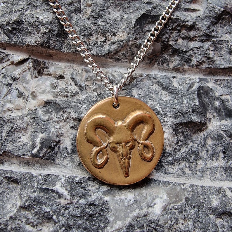 The Votive Ram Pendant – Solid Bronze, Sterling Silver Or Copper Gothic Tattoo Skull Necklace