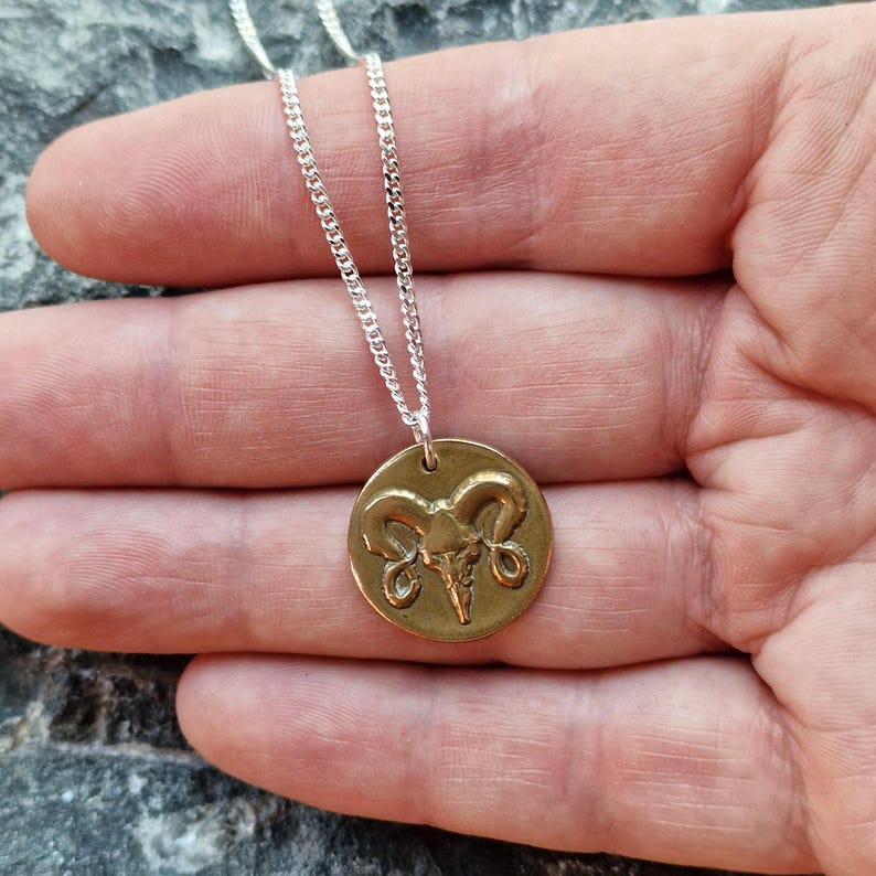 The Votive Ram Pendant – Solid Bronze, Sterling Silver Or Copper Gothic Tattoo Skull Necklace
