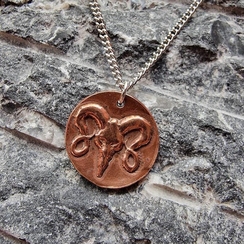 The Votive Ram Pendant – Solid Bronze, Sterling Silver Or Copper Gothic Tattoo Skull Necklace