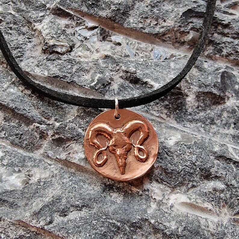 The Votive Ram Pendant – Solid Bronze, Sterling Silver Or Copper Gothic Tattoo Skull Necklace