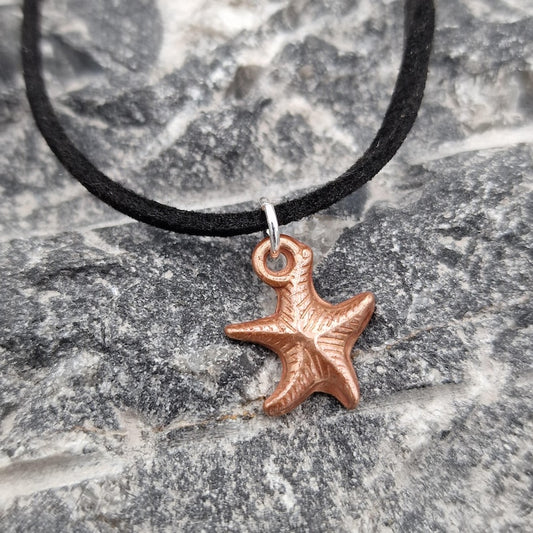 Tiny Starfish Pendant Necklace - Handmade Pure Solid Copper Beach Seaside Jewellery