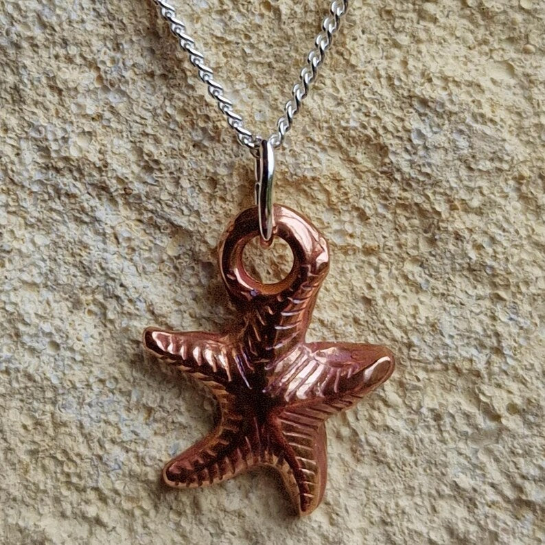 Tiny Starfish Pendant Necklace - Handmade Pure Solid Copper Beach Seaside Jewellery