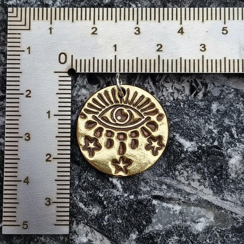 Warding Eye Folklore Pendant - Copper, Bronze Or Sterling Silver - Handmade Celestial Protection Necklace