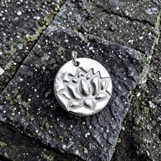White Boar Forge Lotus Sterling Silver 2.2cm Pendant – Handmade Botanical Flower Necklace, Nature-Inspired Spiritual Jewellery Gift
