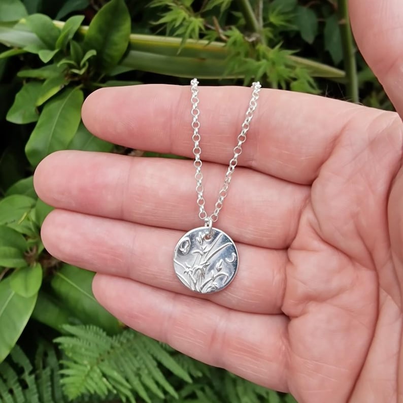 White Boar Forge Moonlit Meadow Sterling Silver Pendant – Handmade Botanical Flower Necklace, Nature-Inspired Jewellery Gift