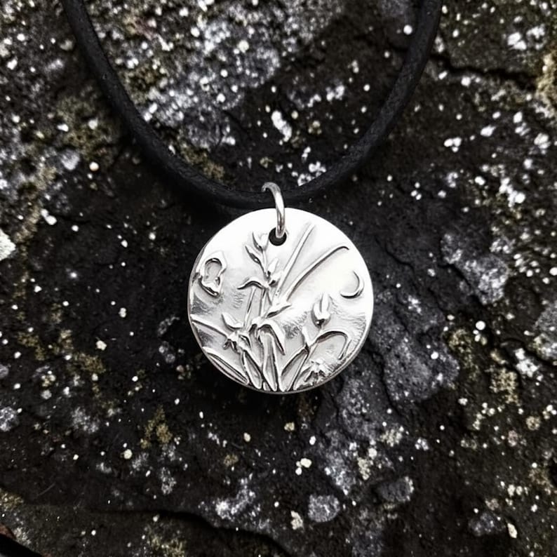 White Boar Forge Moonlit Meadow Sterling Silver Pendant – Handmade Botanical Flower Necklace, Nature-Inspired Jewellery Gift