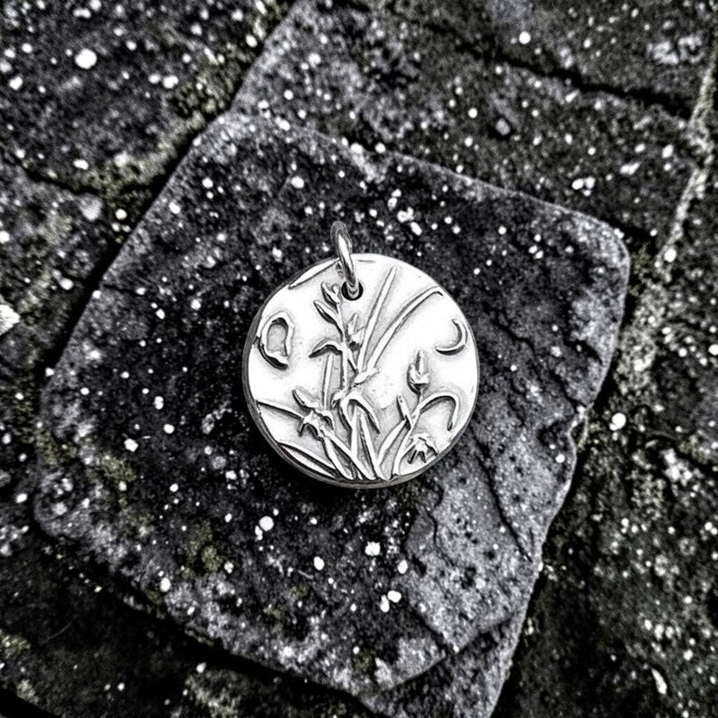White Boar Forge Moonlit Meadow Sterling Silver Pendant – Handmade Botanical Flower Necklace, Nature-Inspired Jewellery Gift