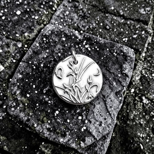 White Boar Forge Moonlit Meadow Sterling Silver Pendant – Handmade Botanical Flower Necklace, Nature-Inspired Jewellery Gift
