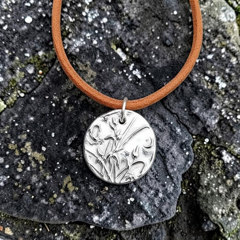 White Boar Forge Moonlit Meadow Sterling Silver Pendant – Handmade Botanical Flower Necklace, Nature-Inspired Jewellery Gift