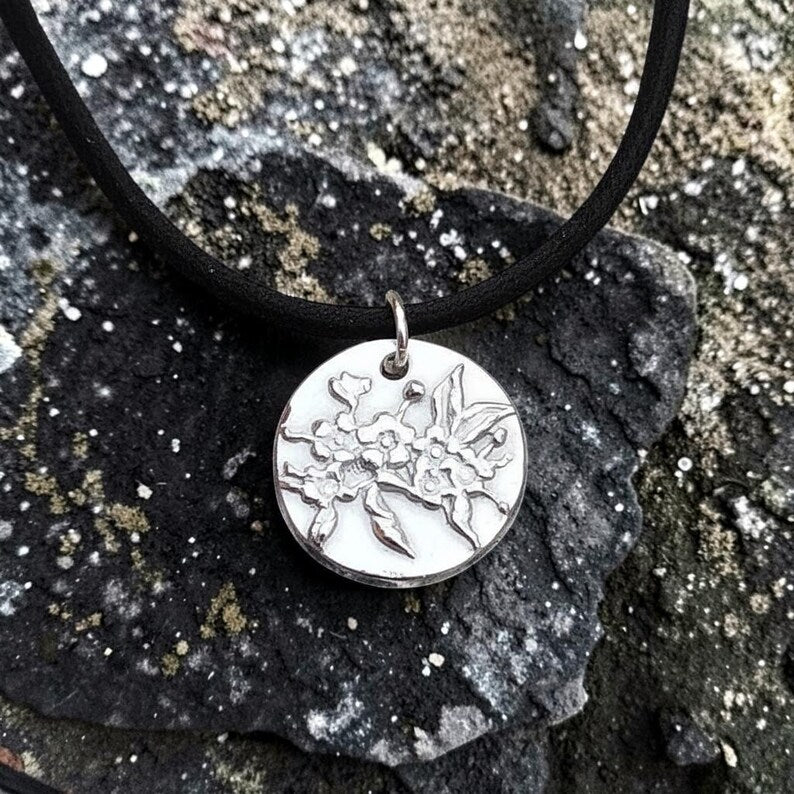 White Boar Forge Botanical Blossom Sterling Silver Pendant – Handmade Botanical Flower Necklace, Nature-Inspired Jewellery Gift