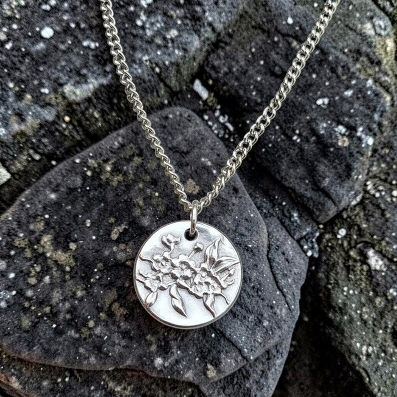 White Boar Forge Botanical Blossom Sterling Silver Pendant – Handmade Botanical Flower Necklace, Nature-Inspired Jewellery Gift