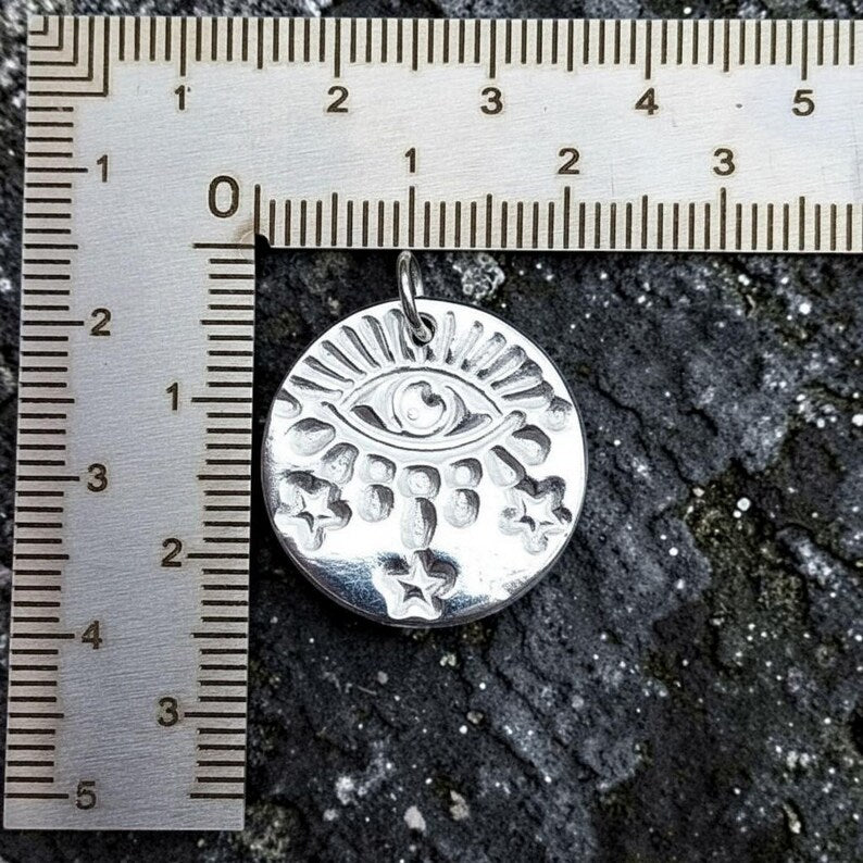 White Boar Forge Warding Eye Sterling Silver Pendant – Handmade Celestial Protection Necklace, Folklore Inspired Jewellery Gift