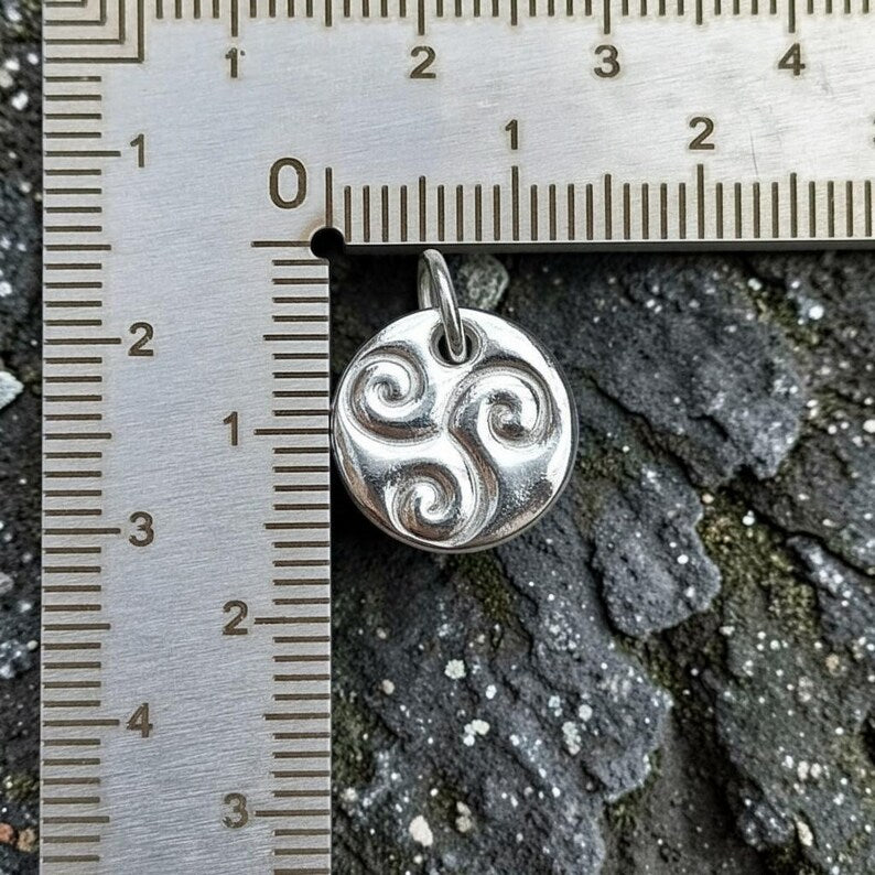 White Boar Forge Celtic Triskele Spirals Handmade 925 Sterling Silver Pagan Pendant Necklace