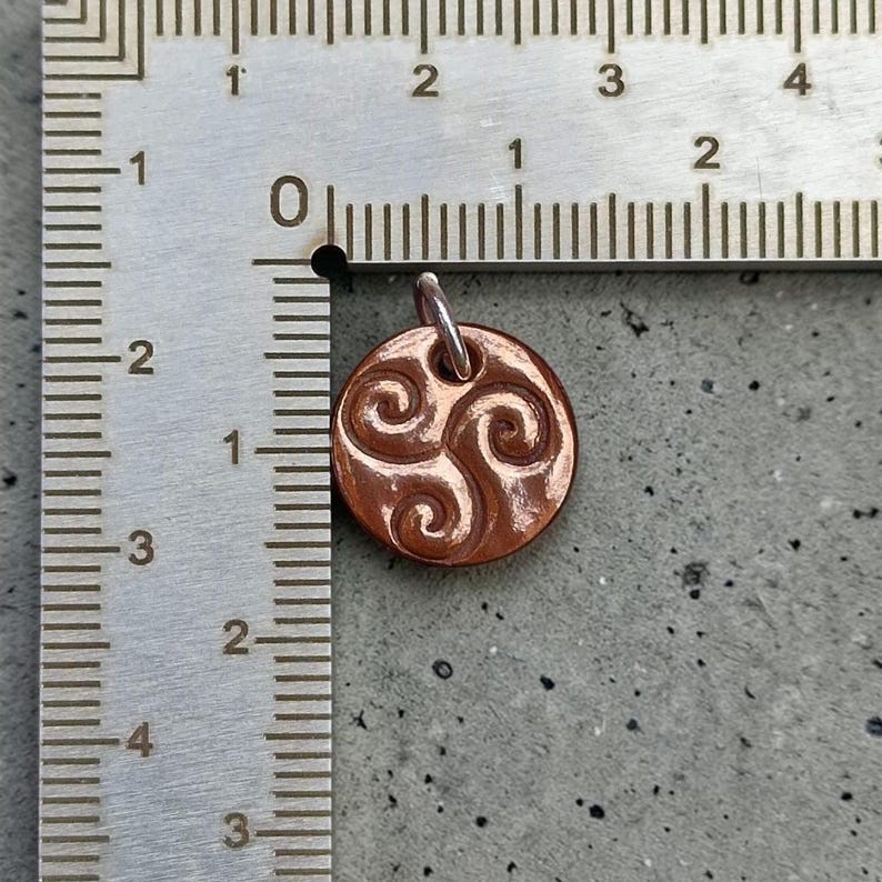 White Boar Forge Celtic Triskele Spirals Handmade Copper & Sterling Silver Pagan Pendant Necklace