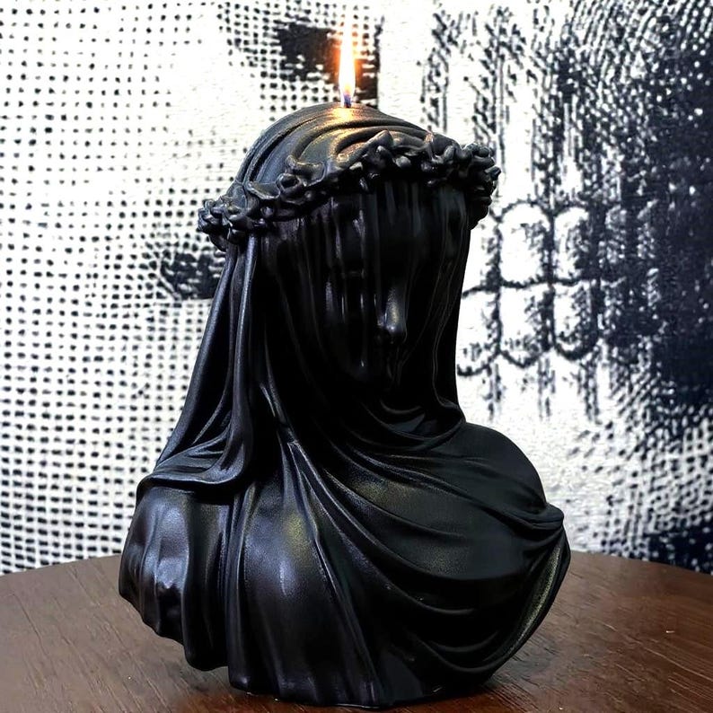 Mausoleum Collection- Large Veiled Lady Sculpture Handmade Candle to order 70 Scents Free UK Post