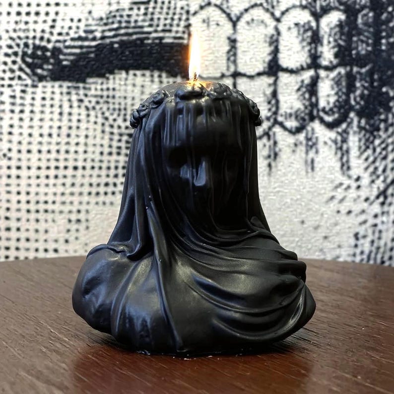 Mausoleum Collection- Small Veiled Lady Sculpture, Handmade Candle to order 70 Scents Free UK Post