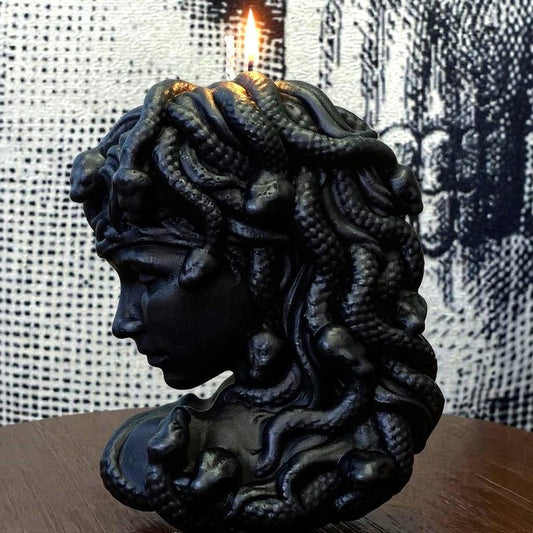 Mausoleum Collection- Medusa, Snake Goddess Handmade Candle to order 70 Scents Free UK Post