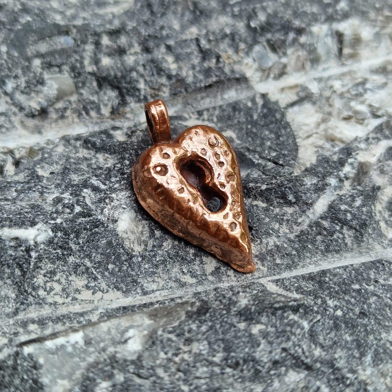 White Boar Forge Heartbound Victorian Style Love Token Copper Heart Pendant – Handmade Necklace with Sterling Silver, Jewellery Gift