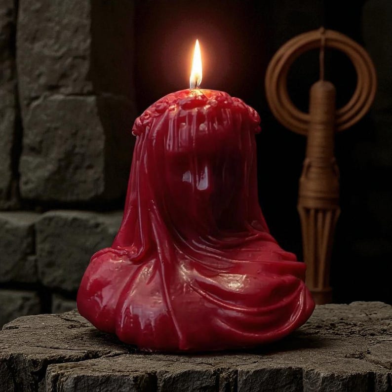 Mausoleum Collection- Small Veiled Lady Sculpture, Handmade Candle to order 70 Scents Free UK Post