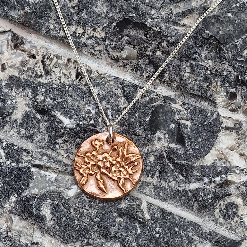 White Boar Forge Botanical Blossom Copper & Sterling Silver Pendant – Handmade Botanical Flower Necklace, Nature-Inspired Jewellery Gift