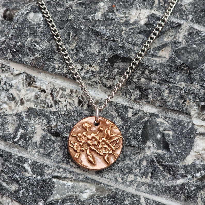 White Boar Forge Botanical Blossom Copper & Sterling Silver Pendant – Handmade Botanical Flower Necklace, Nature-Inspired Jewellery Gift