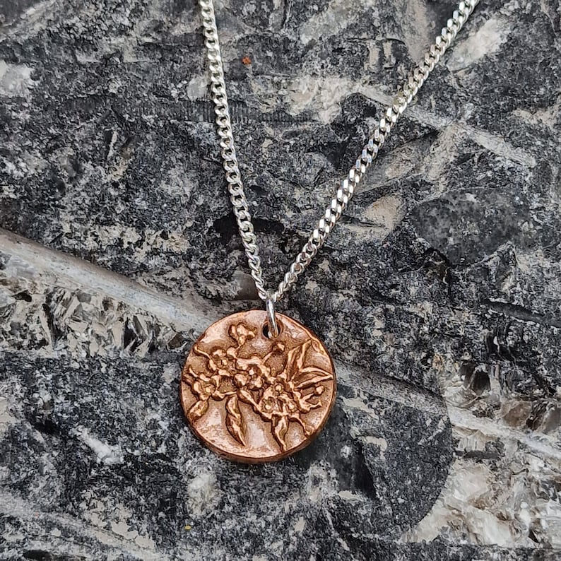 White Boar Forge Botanical Blossom Copper & Sterling Silver Pendant – Handmade Botanical Flower Necklace, Nature-Inspired Jewellery Gift