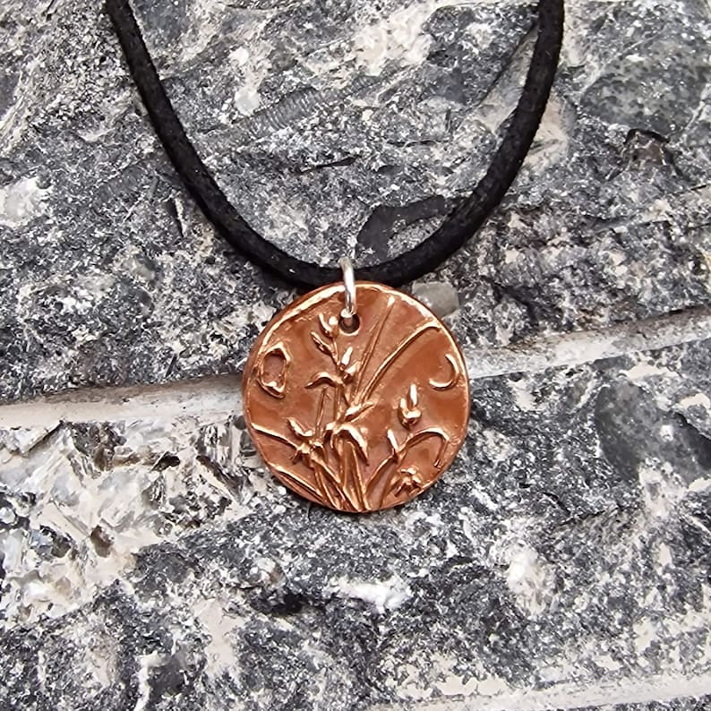 White Boar Forge Moonlit Meadow Copper & Sterling Silver Pendant – Handmade Botanical Flower Necklace, Nature-Inspired Jewellery Gift