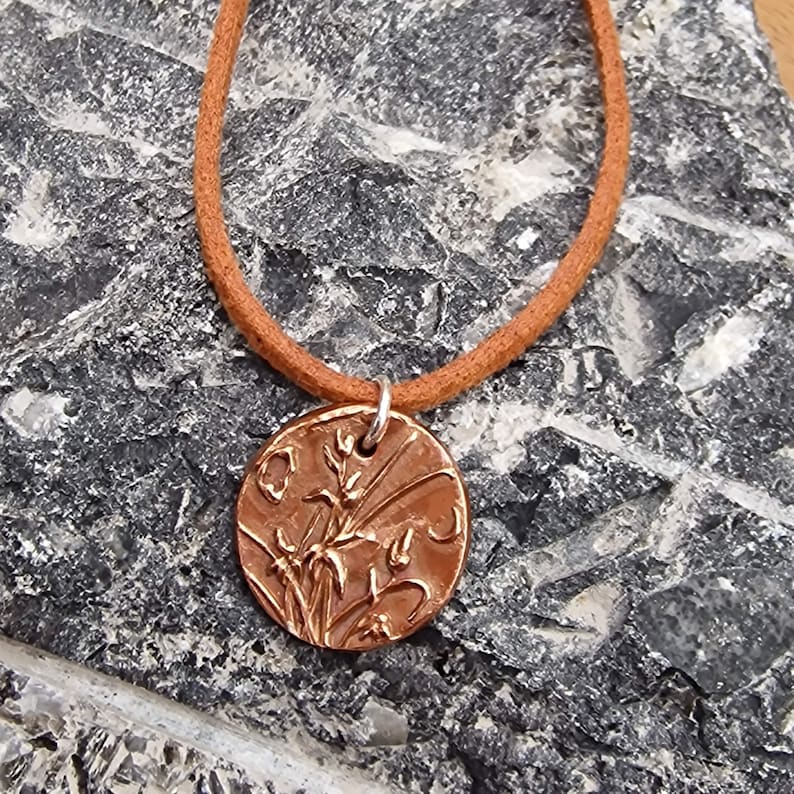 White Boar Forge Moonlit Meadow Copper & Sterling Silver Pendant – Handmade Botanical Flower Necklace, Nature-Inspired Jewellery Gift