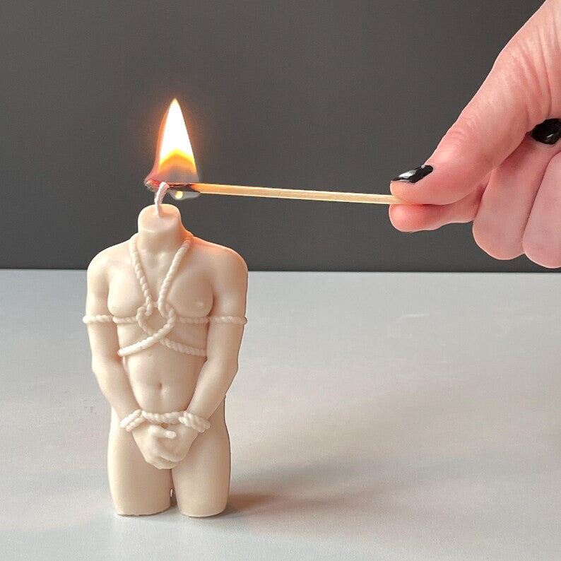 Wax Play Shibari Bondage Black White Velvet Sexy Bondage God / Goddess Melting Body Candle Sensual Gift