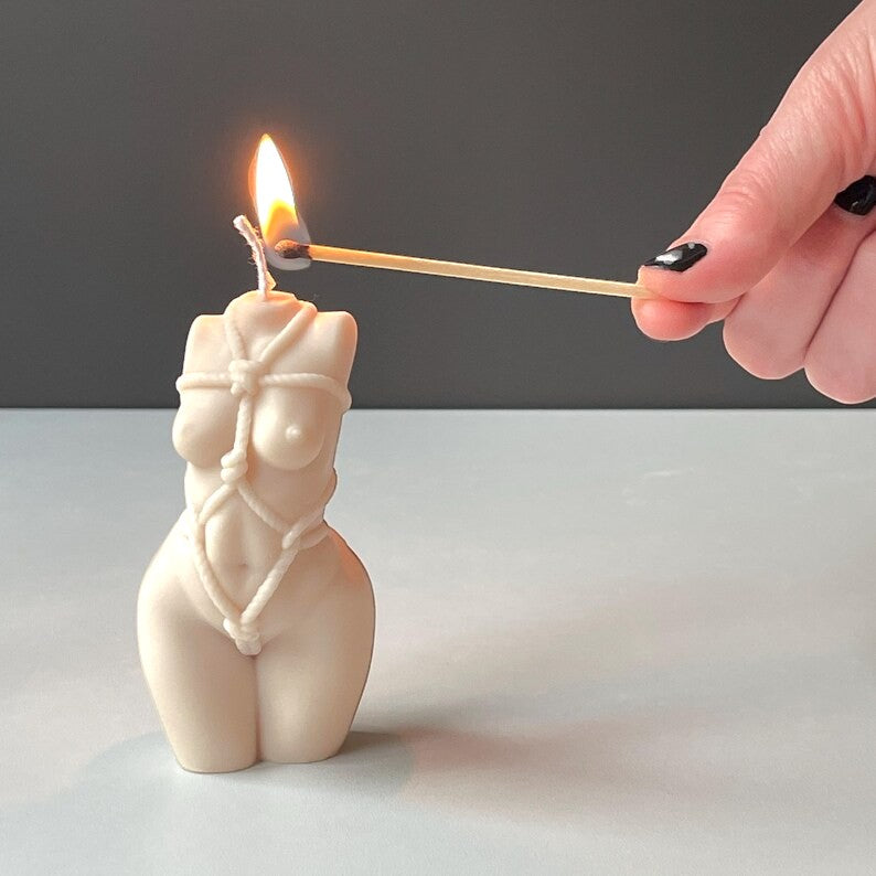 Wax Play Shibari Bondage Black White Velvet Sexy Bondage God / Goddess Melting Body Candle Sensual Gift