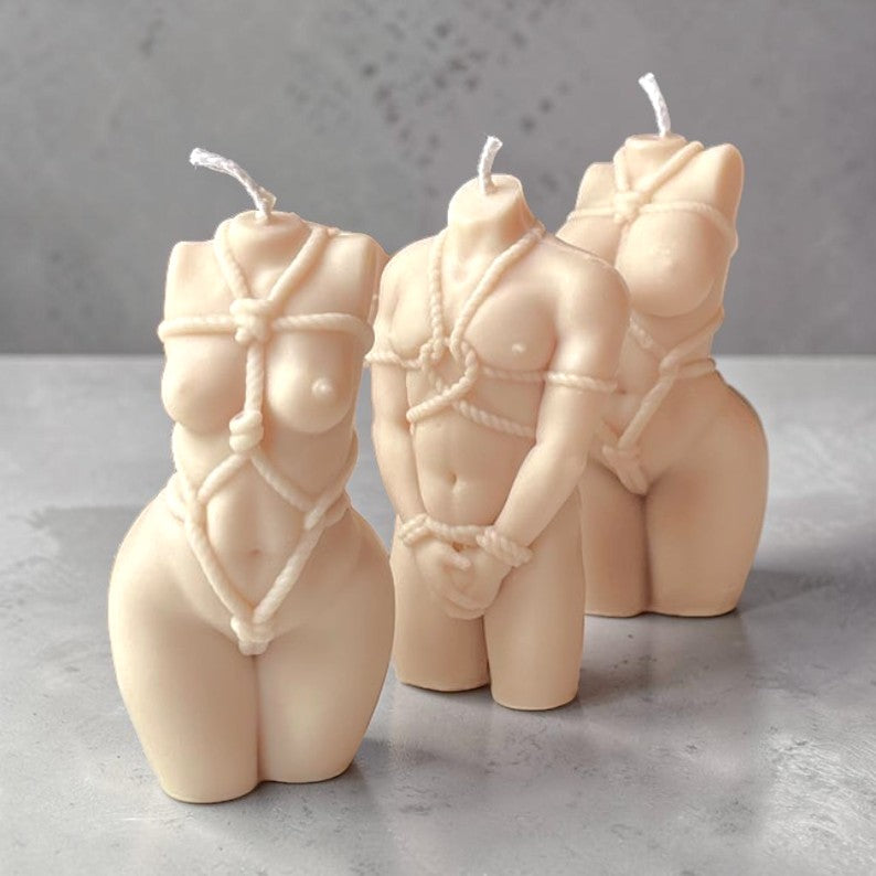 Wax Play Shibari Bondage Black White Velvet Sexy Bondage God / Goddess Melting Body Candle Sensual Gift