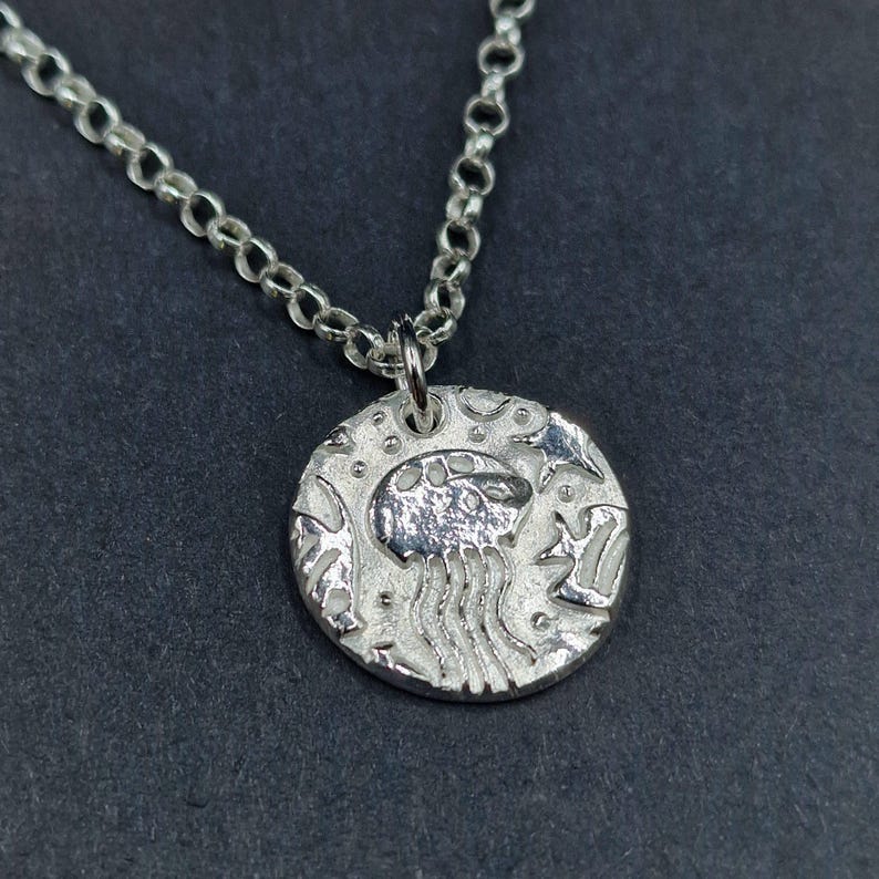 Aurelia Jellyfish Pendant Necklace Handmade Sterling Silver, Copper Or Bronze – Sea & Beach Lover,  Ocean Themed Jewellery