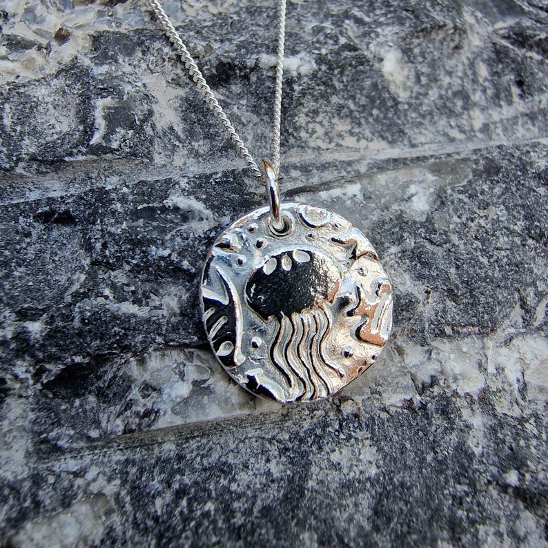 Aurelia Jellyfish Pendant Necklace Handmade Sterling Silver, Copper Or Bronze – Sea & Beach Lover,  Ocean Themed Jewellery