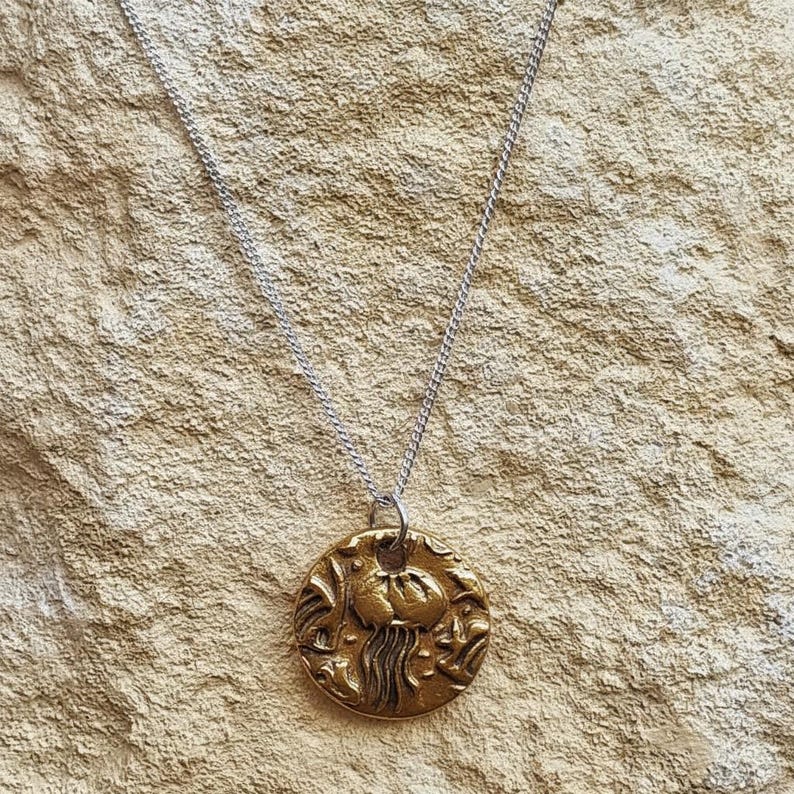 Aurelia Jellyfish Pendant Necklace Handmade Sterling Silver, Copper Or Bronze – Sea & Beach Lover,  Ocean Themed Jewellery