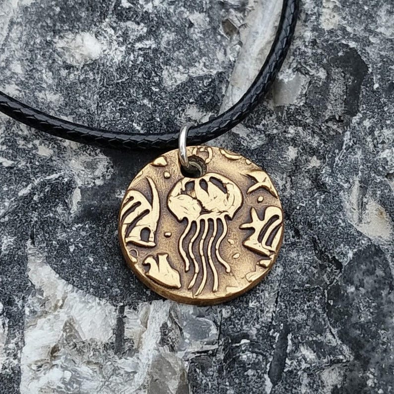 Aurelia Jellyfish Pendant Necklace Handmade Sterling Silver, Copper Or Bronze – Sea & Beach Lover,  Ocean Themed Jewellery