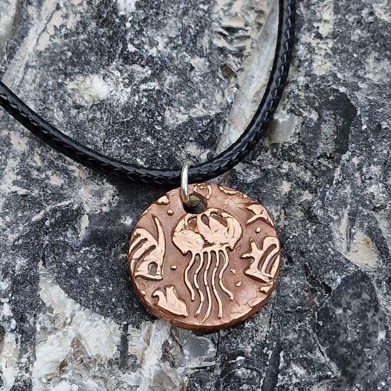 Aurelia Jellyfish Pendant Necklace Handmade Sterling Silver, Copper Or Bronze – Sea & Beach Lover,  Ocean Themed Jewellery