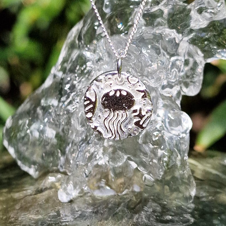 Aurelia Jellyfish Pendant Necklace Handmade Sterling Silver, Copper Or Bronze – Sea & Beach Lover,  Ocean Themed Jewellery
