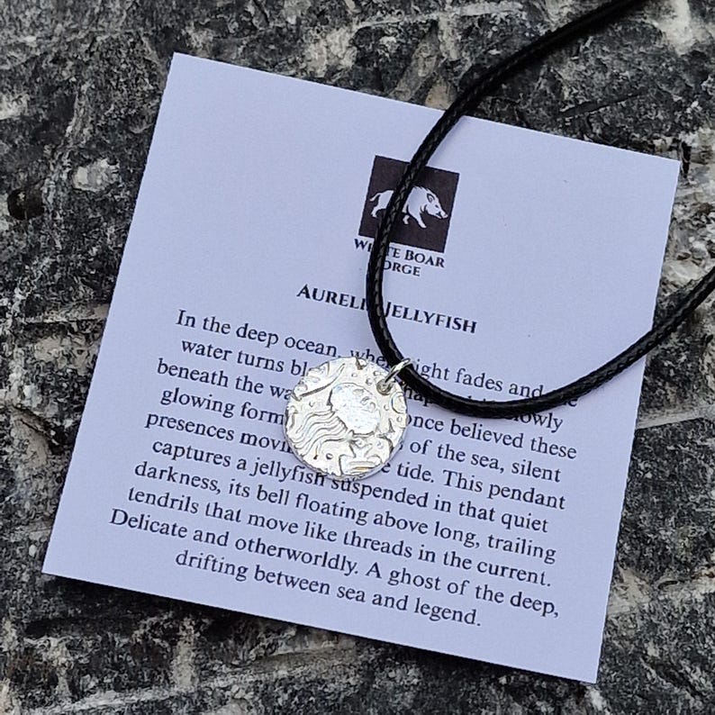 Aurelia Jellyfish Pendant Necklace Handmade Sterling Silver, Copper Or Bronze – Sea & Beach Lover,  Ocean Themed Jewellery