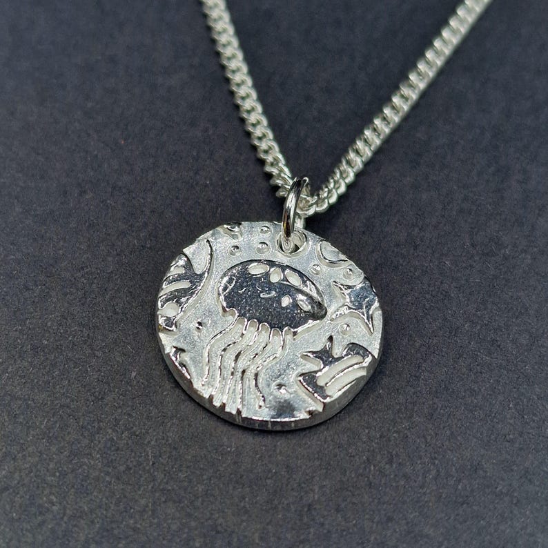 Aurelia Jellyfish Pendant Necklace Handmade Sterling Silver, Copper Or Bronze – Sea & Beach Lover,  Ocean Themed Jewellery