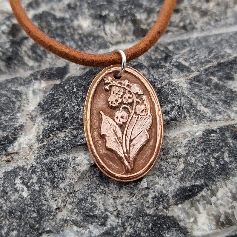 Belladonna – Sterling Silver, Copper Or Bronze Pendant, Gothic Botanical Necklace, Handcrafted Dark Floral Jewellery