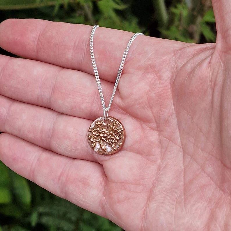 Botanical Blossom Copper, Sterling Silver Or Bronze Pendant – Handmade Botanical Flower Necklace, Nature-Inspired Jewellery Gift