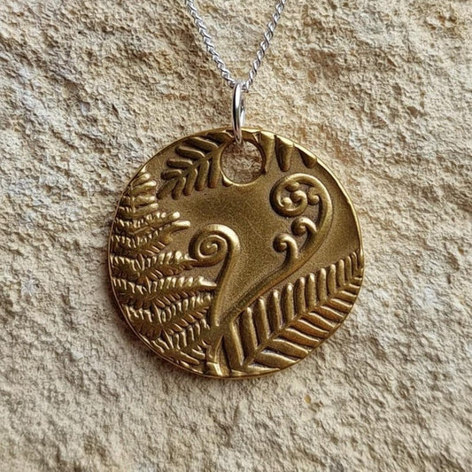 Bracken Copper, Sterling Silver Or Bronze 2.2cm Pendant – Handmade Botanical Fern Necklace, Nature-Inspired Woodland Jewellery Gift