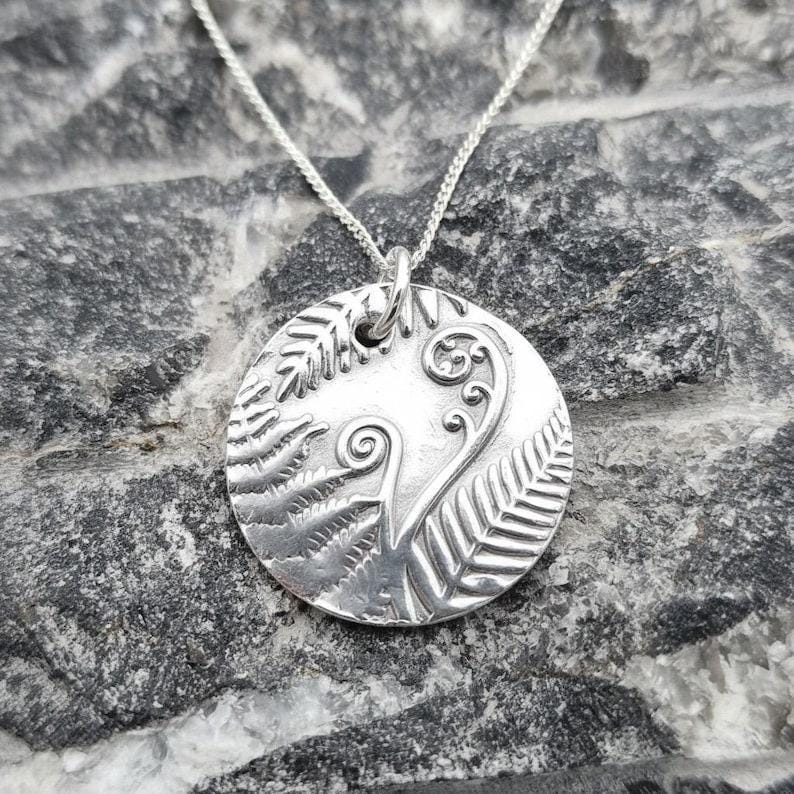 Bracken Copper, Sterling Silver Or Bronze 2.2cm Pendant – Handmade Botanical Fern Necklace, Nature-Inspired Woodland Jewellery Gift
