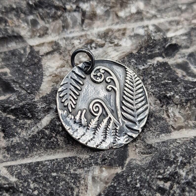 Bracken Copper, Sterling Silver Or Bronze 2.2cm Pendant – Handmade Botanical Fern Necklace, Nature-Inspired Woodland Jewellery Gift
