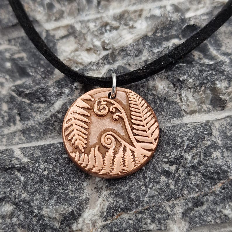 Bracken Copper, Sterling Silver Or Bronze 2.2cm Pendant – Handmade Botanical Fern Necklace, Nature-Inspired Woodland Jewellery Gift