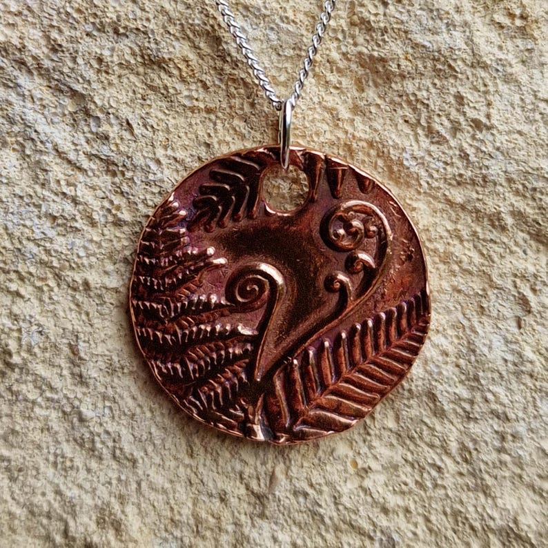 Bracken Copper, Sterling Silver Or Bronze 2.2cm Pendant – Handmade Botanical Fern Necklace, Nature-Inspired Woodland Jewellery Gift