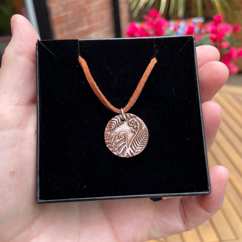 Bracken Copper, Sterling Silver Or Bronze 2.2cm Pendant – Handmade Botanical Fern Necklace, Nature-Inspired Woodland Jewellery Gift