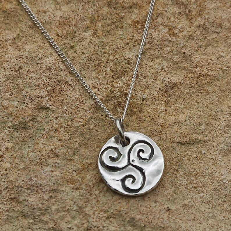 Celtic Triskele Spirals Handmade Copper, Bronze Or Sterling Silver Pagan Pendant Necklace